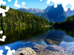 Lasy, Kamienie, Tyrol, Góry Alpy, Jezioro Piburger, Gmina Oetz, Austria