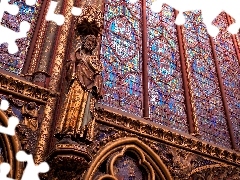 Kaplica Sainte Chapelle, Wnętrze, Paryż, Kościół, Figura, Wyspa Cite, Francja