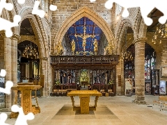 Ołtarz, Kościół, West Yorkshire, Anglia, Katedra w Wakefield, Wnętrze