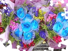 Niebieskie, Róże, Bukiety
