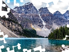 Świerki, Góry, Park Narodowy Banff, Kanada, Jezioro Morain