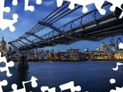Rzeka Tamiza, Most, Londyn, Anglia, Domy, Millennium Bridge