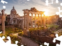 Forum Romanum, Świątynia Saturna, Rzym, Ruiny, Włochy