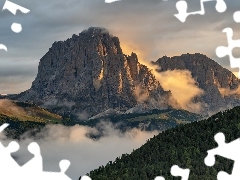 Mgła, Góry, Trydent-Górna Adyga, Włochy, Lasy, Dolomity