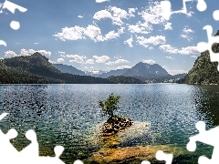 Altaussee, Góry, Jezioro Altausseer, Las, Chmury, Styria, A