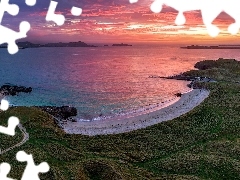 Morze, Hrabstwo Donegal, Tra Dhearg Beach, Derrybeg, Irlandia, Plaża, Zachód słońca