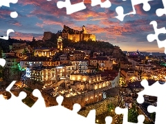 Tbilisi, Miasto, Stare Miasto, Oświetlone, Katedra Sioni, Gruzja, Wzgórze, Kościół, Domy