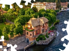Domy, Drzewa, Villa Cima, Włochy, Hotel, Jezioro Como