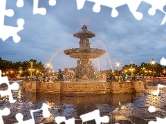 Fontanna Mórz, Plac Zgody, Paryż, Fontaine des Mers, Place de la Concorde, Latarnie, Francja