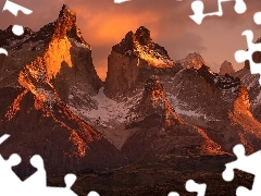 Góry, Patagonia, Masyw, Park Narodowy Torres del Paine, Chi
