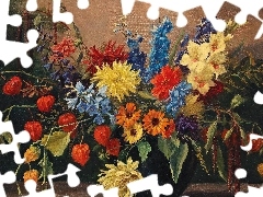 Obraz, Malarstwo, Kwiaty, Wazon, Bukiet, Camilla Gobl-Wahl