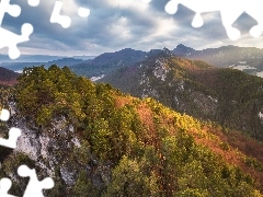 Sulovskie skały, Góry Strażowskie, Drzewa, Skały, Jesień, Lasy, Słowacja