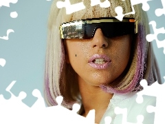 Blondynka, Okulary, Lady Gaga, Makijaż