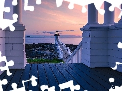 Most, Latarnia morska, Stan Maine, Stany Zjednoczone, Morze, Marshall Point Light