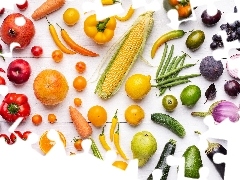 Kolorowe, Warzywa, Deski, Owoce