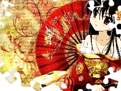 Wachlarz, Kimono, Dziewczyna