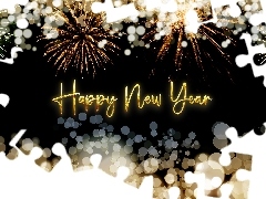 Bokeh, Napis, Happy New Year