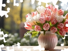 Tulipany, Bukiet, Wazon, Kwiaty