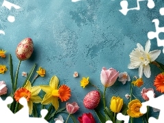 Tulipany, Kwiaty, Pisanki, Żonkile, Wielkanoc