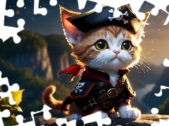 Kot, Pirat, Grafika, Strój