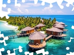 Malediwy, Palmy, Morze, Domki