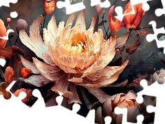 Grafika, Kwiat, Pomarańczowy