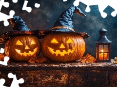 Halloween, AI, Kapelusze, Lampion, Dynie