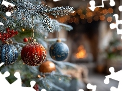 Boże Narodzenie, Świerk, Grafika AI, Bombki