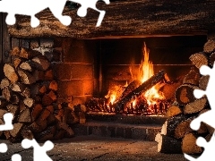 Drewno, Kominek, Ogień