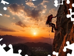 Zachód słońca, Góry, Wspinaczka