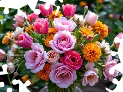 Dalie, Bukiet, Róże, Tulipany, Kwiaty