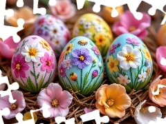 Pisanki, Wielkanoc, AI, Kwiaty