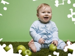Jabłuszka, Zielone, Uśmiechnięte, Dziecko