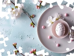 Kwiaty, Grafika AI, Jajko, Talerz, Wielkanoc