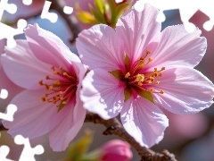 Kwiaty, Gałązka, Grafika AI, Różowe