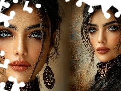 Kobieta, Kolczyki, Grafika, Twarz