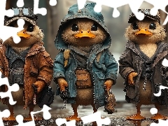 Czapki, Grafika AI, Kaczki, Ubranka, Trzy