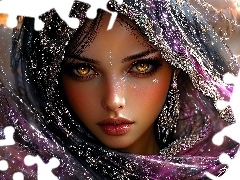 Twarz, Kobieta, Oczy, Grafika AI, Piwne, Dziewczyna