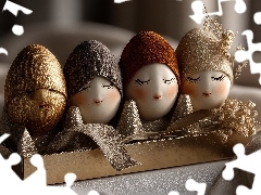 Jajka, Wstążki, Grafika AI, Twarze