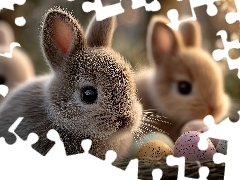 Wielkanoc, Grafika AI, Pisanki, Koszyk, Króliki