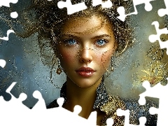 Oczy, Twarz, Dziewczyna, Niebieskie, Kobieta