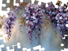 Kwiaty, Grafika AI, Wisteria, Fioletowe, Glicynia