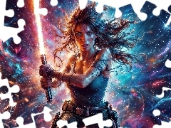 Lara Croft, Miecz, Grafika AI, Walka