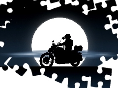 Księżyc, Noc, Yamaha XV535 Virago, Motocyklista