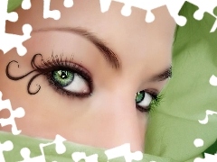 Makijaż, Oczy, Kobieta, Wzorek, Zielone