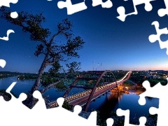 Noc, Rzeka, Drzewo, Most