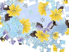 Kwiaty, Motyle, Żółte