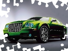 Grafika, Projekt, Zielony, Chrysler 300C
