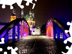 Poznań, Noc, Katedra Poznańska, Most Jordana