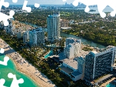 Miami, Ocean, Wieżowce, Floryda, Plaża